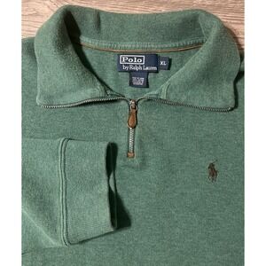 Polo Ralph Lauren 1/4 Zip Forest Green Pullover Sweater Size XL Black Pony